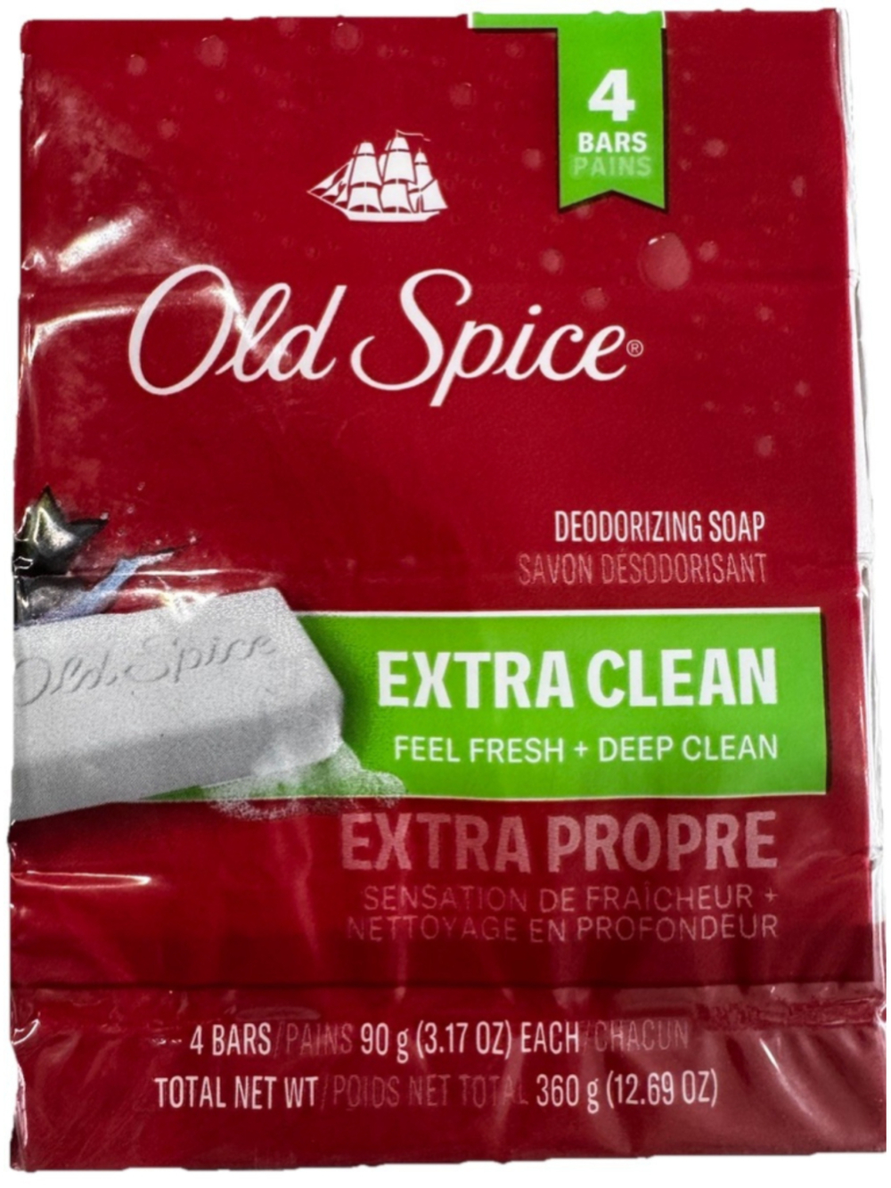 Old Spice Deodorizing Bar Soap Extra Clean Fresh & Deep Clean 3.17 oz. 4 Bars - Picture 2 of 4